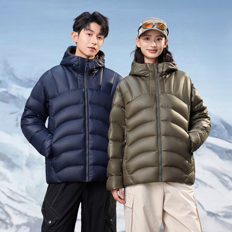 雪中飞冬新款情侣款羽绒服男女同款排骨户外时尚运动功能外套 灰绿|4182 M /170/88A