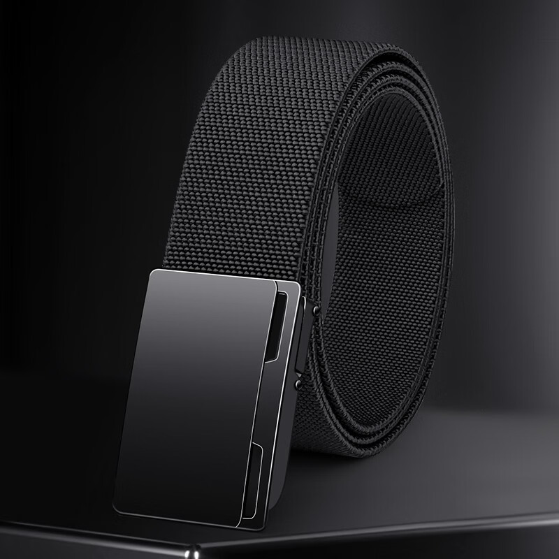 歌带盾皮带男士松紧弹力腰带休闲百搭青年学生潮流工装休闲军训裤带简约 黑色【黑扣】 160cm