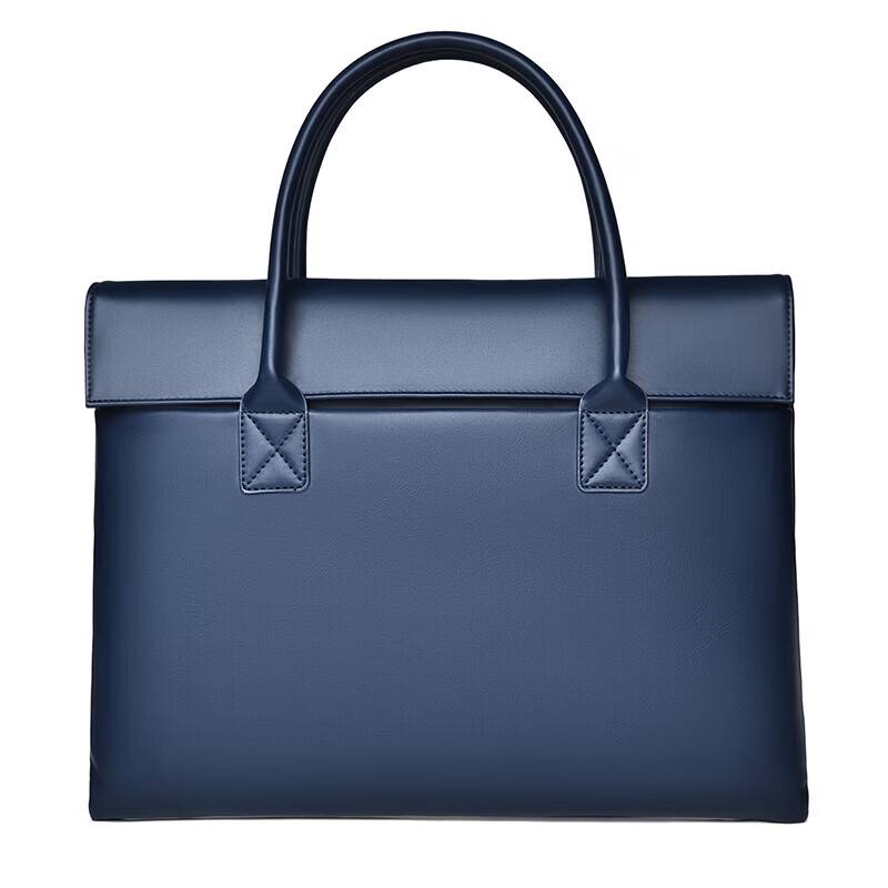 新款时尚小众PU简约女百搭商务潮流手提包大容量笔记本电脑包男 蓝色 均码