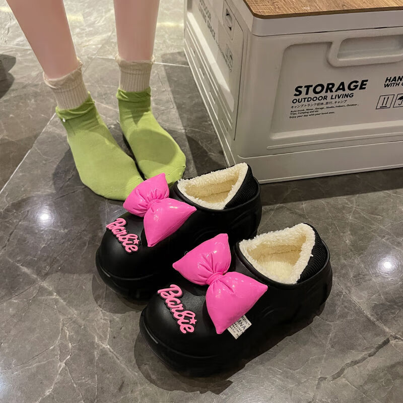 【甄选厂家】包跟棉拖鞋女冬季款厚底防水外穿时尚可爱外穿加绒保 【粉色】红色 38 -39