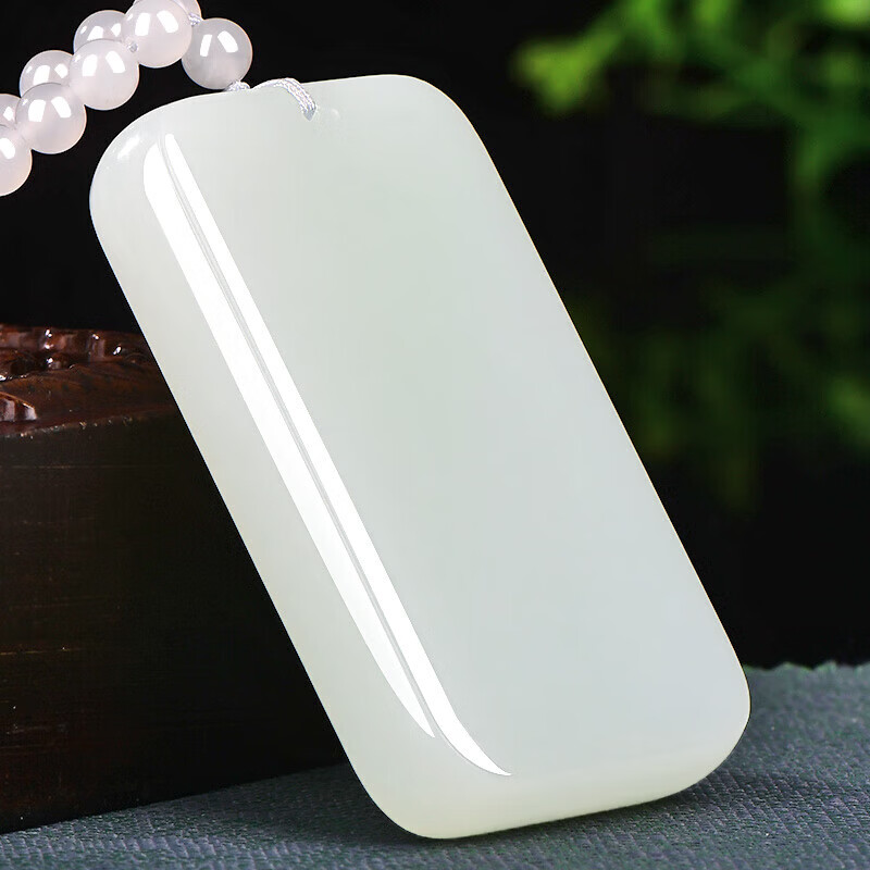 神翠鸟和田玉无事牌吊坠平安牌男女玉坠孤品挂坠配绳子 送人生日礼物 【约67*38毫米】QYM8319i