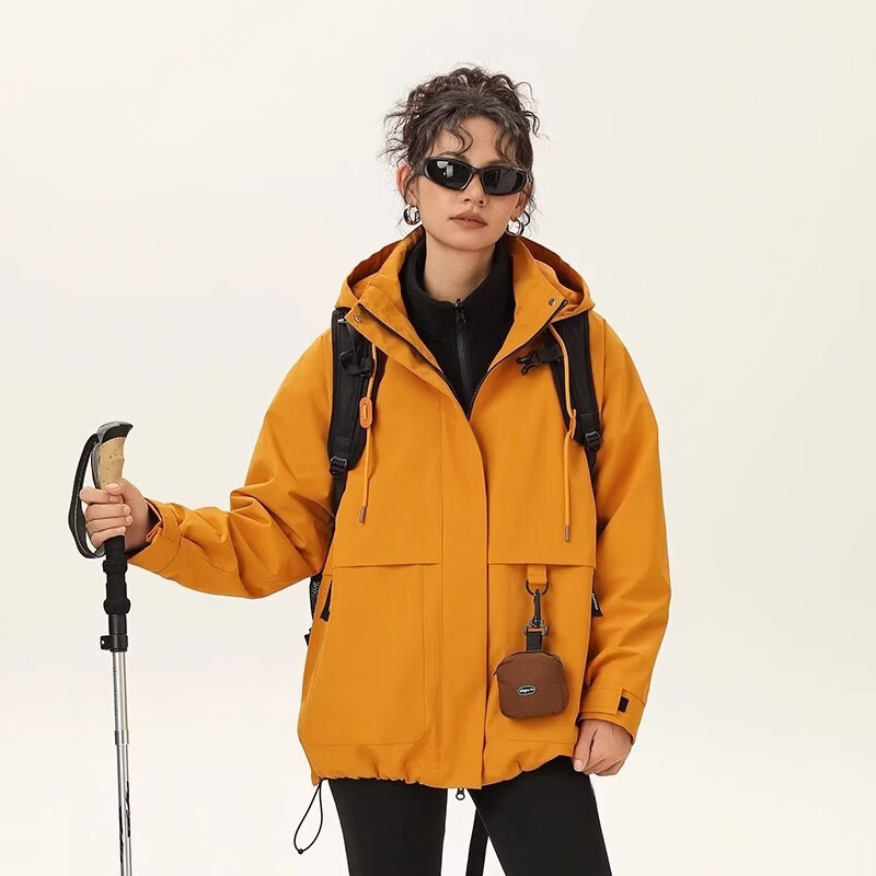 INTO TOP户外三合一冲锋衣男秋冬季新款外套男女情侣款三防运动登山服 CYMY963518向日葵【三合一】 M