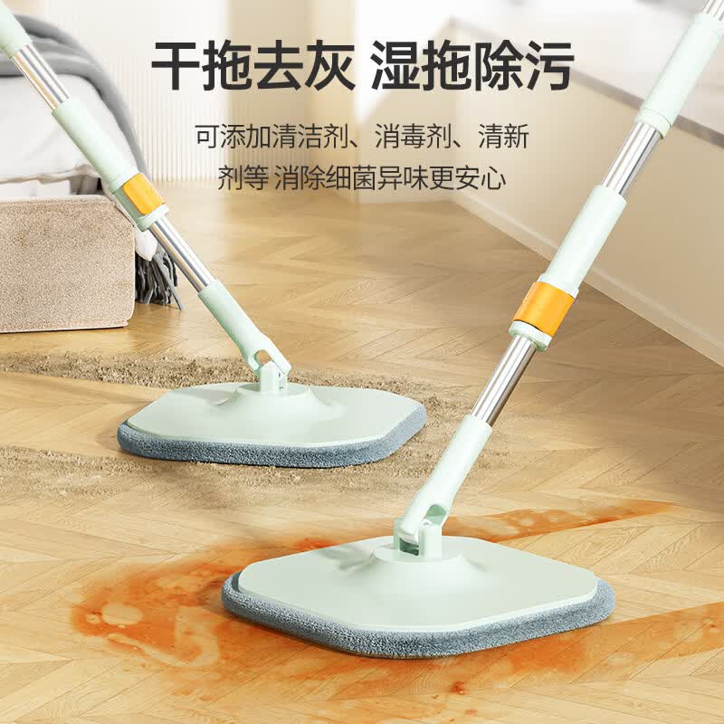 HoMettler小型洗脱一体拖把神器免手洗平板2025家用旋转脱水懒人净地拖地布 净距离雾霾蓝-4布+玻璃擦+清洁片