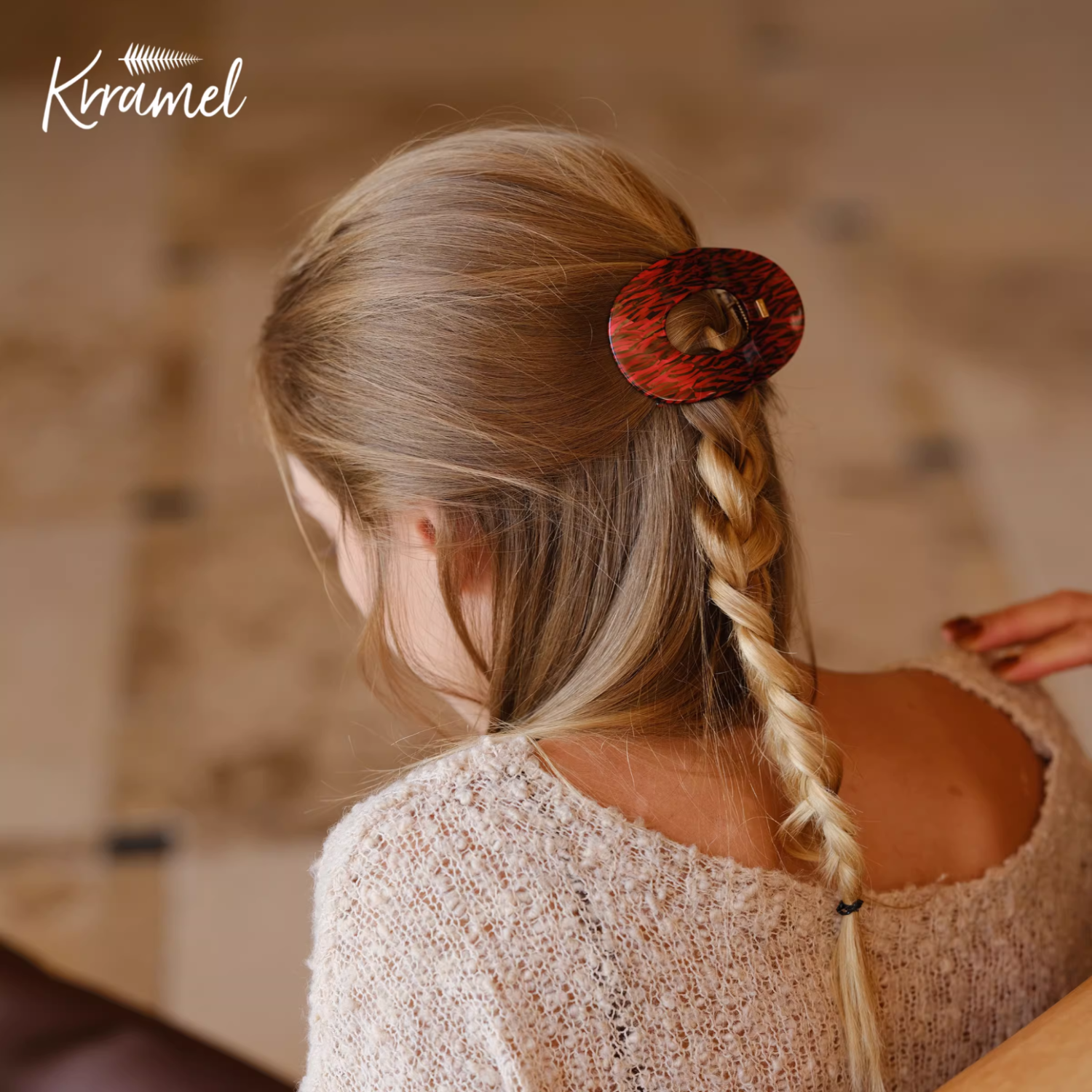 KRRAMEL本命年礼物鸭嘴夹女后脑勺盘发梳子神器鲨鱼夹新款扁平不硌头 椭圆【醋酸抓夹】-绯韵红(【甄选意大利进口醋酸】)