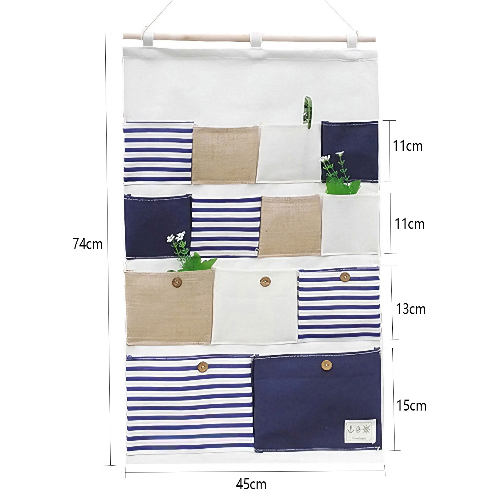 居家布艺多层收纳袋宿舍门后床头墙挂式储物袋学生寝室衣柜壁挂袋 拼红大三兜