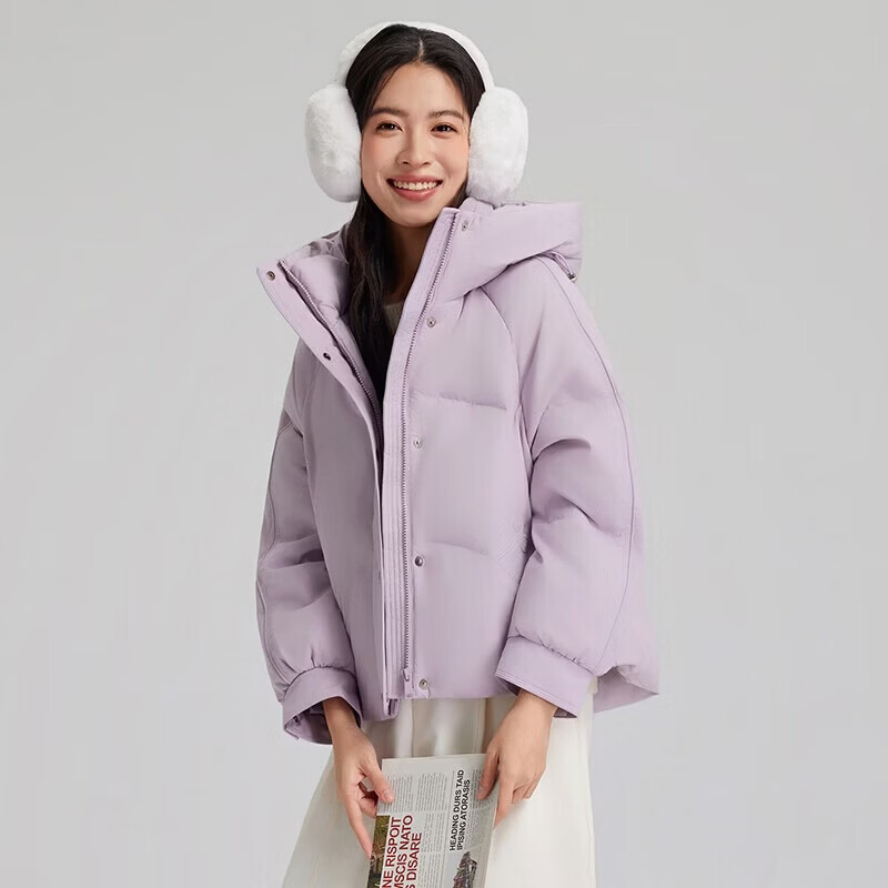【京东直采】轻潮锁温短款羽绒服女潮流休闲风韩版款小个子 米色 S (160) 80-110斤