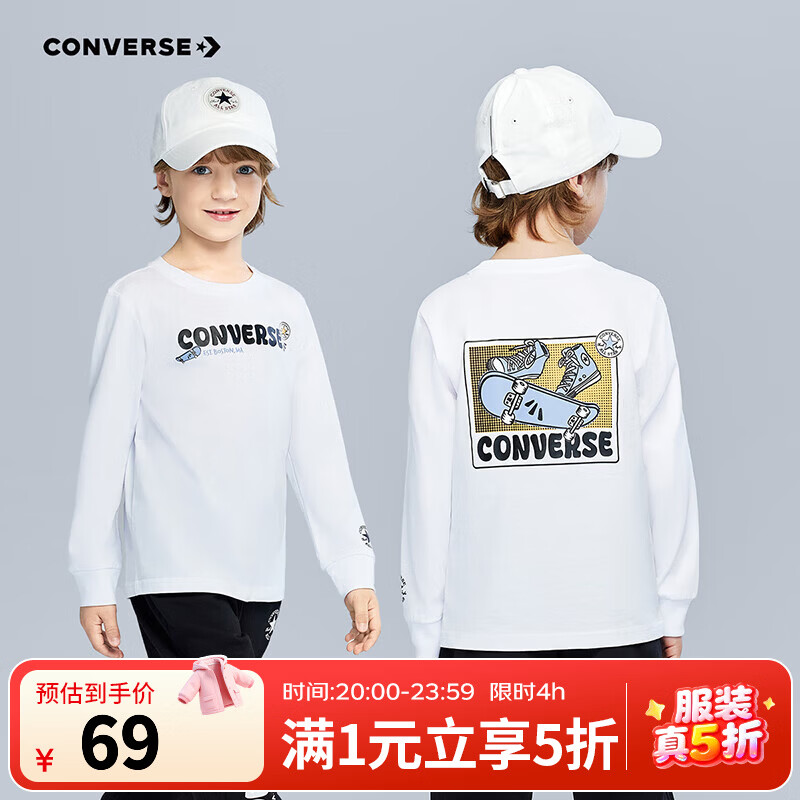 Converse����ͯװ��ͯ����T��2025�＾�¿������׷���ͷ�ٴͨӡ��ͯװ ����ɫ 120 /60 ����������110-116cm�� 69Ԫ