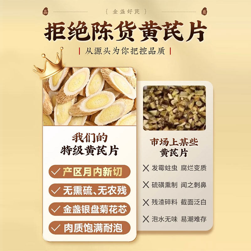 优卓胖东来同款【野生黄芪】正宗黄芪片特级中药材甘肃岷县北芪泡水 [特级大黄芪]到手丨严苛 250g*5罐