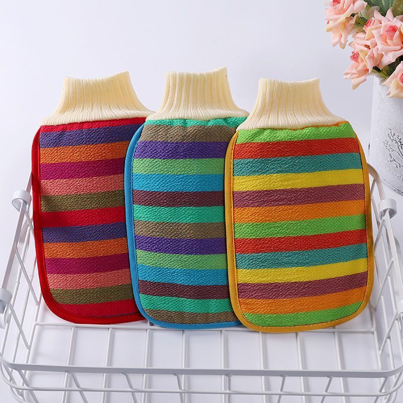 【厂家直供】搓澡巾强力去污成人男女新款洗澡巾双面搓澡加厚 【双层彩色澡巾】 加厚升级【黄色横条】1个装