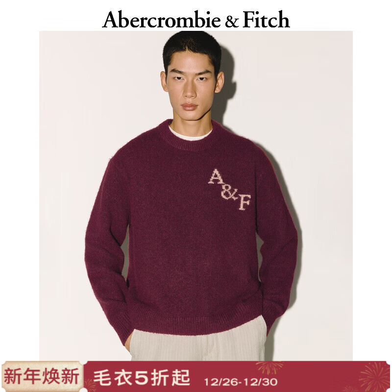 Abercrombie & Fitch������LOGO����ʽ�޸б�ů��ͷë����֯��25�ﶬ��װ120-5181 �ƺ�ɫ XL (180/116A) 171.5Ԫ