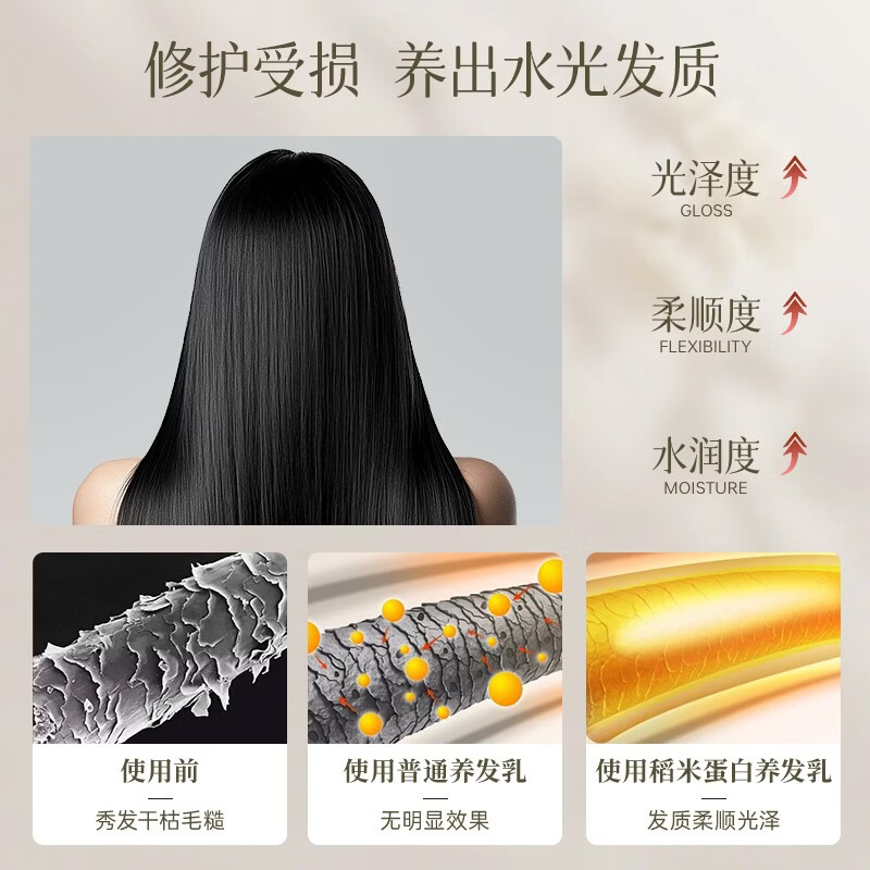 长发小寨【抖音直播&新华网同款】非遗防脱洗发水组合 防脱精华液 养发乳 稻米蛋白养发乳200g*3+小样50g*2