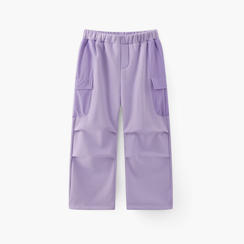 马骑顿（MQD）儿童针织裤冬款男童加绒保暖伞兵裤中大童户外风裤子 浅紫 160