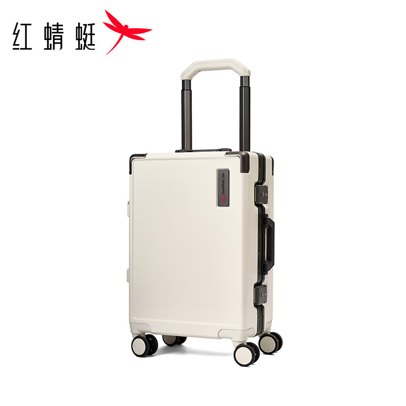 红蜻蜓Baby同款轻奢20寸登机箱带支架密码箱24吋拉杆式皮箱短旅途旅行箱 官方旗舰759S0143白色 24英寸 415*270*600mm