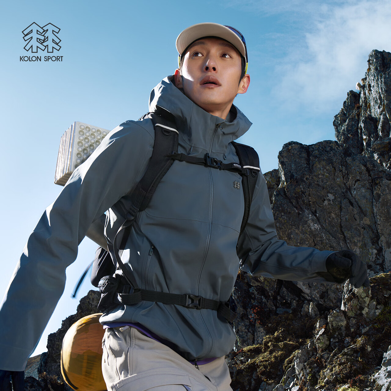 KOLON SPORT/可隆风脊软壳夹克 男士户外防风防水透湿外套 LHJK6MNT05-DA 深灰 XL 180/100A