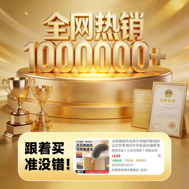 洽苒德国鸡毛掸子伸缩杆静电除尘扫灰家用扫天花板高处缝隙清洁 【全长2.5米/可擦4米高】+纱窗刷 1个