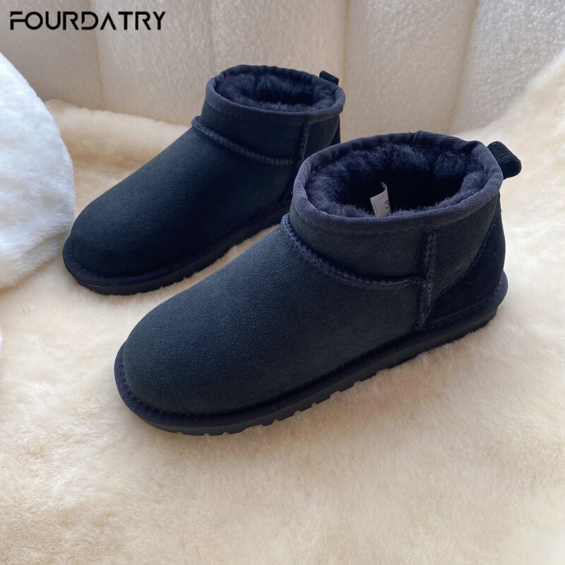 FOURDATRY�ﶬʱ����Ƥëһ��ѩ��ѥŮ ��ů���������ѥ�Ӻ���޻������� ��ɫ 40