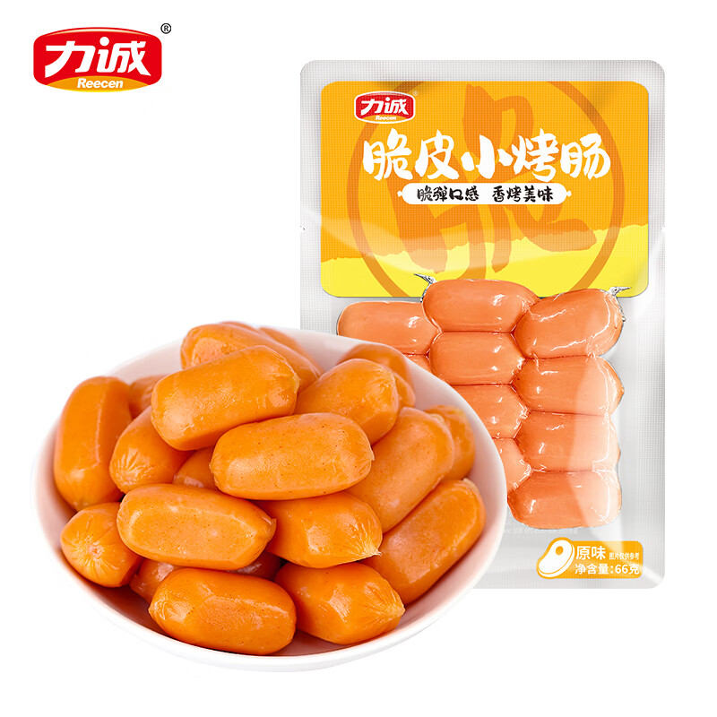 力诚(Reecen)深海鱼竹轮海洋健康零食鱼肉小吃休闲即食健康烤肠 脆皮小烤肠66g*12袋 京东折扣/优惠券