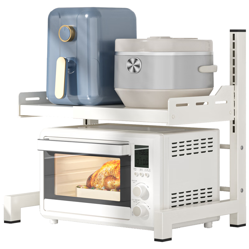 纳份爱置物架可伸缩厨房用具置物架台面三层收纳架 【双层·经典白·层高可调】 可伸缩38-64cm