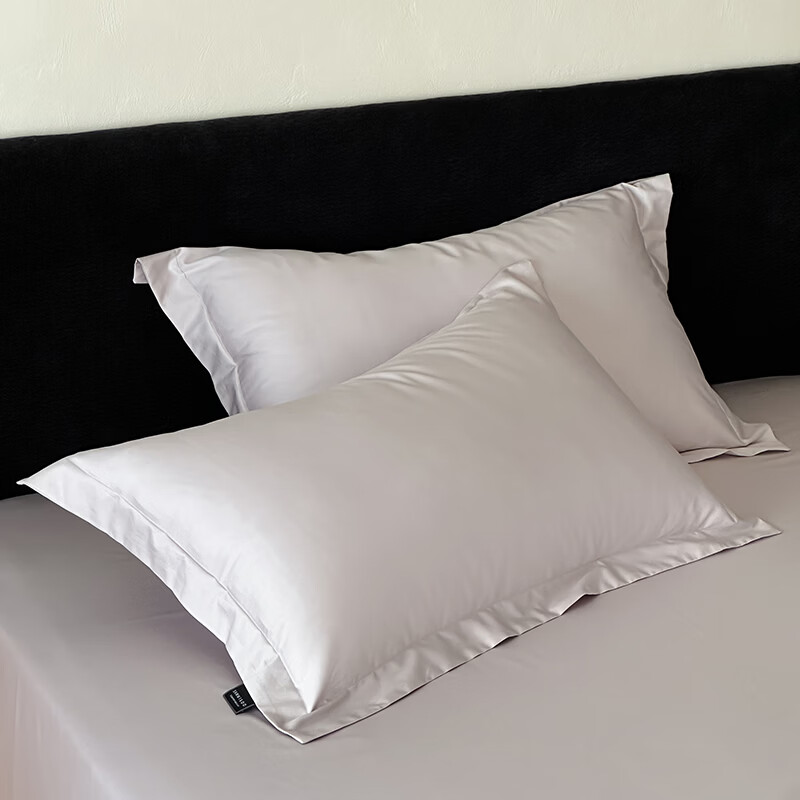 ROLAND LIVE50支双股全棉长绒棉枕套一对装 纯棉枕头套单人枕芯套罩48x74cm SW全棉长绒棉枕套单件-长期主义微微紫 一对 单枕套48x74cm