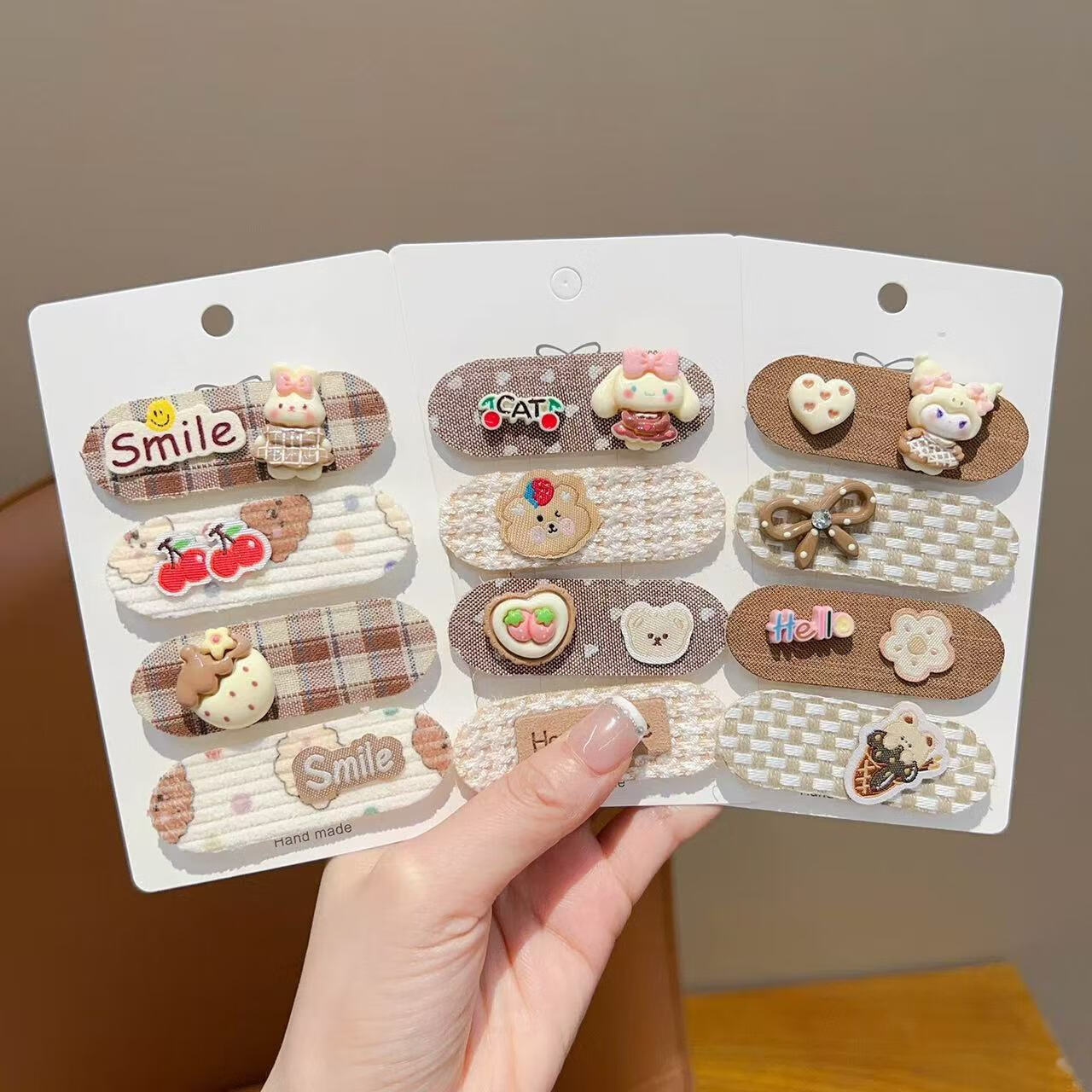 【精选直发】秋冬咖色碎发贴儿童刘海贴后脑勺女童魔术贴可爱头饰 02#美乐蒂碎发贴