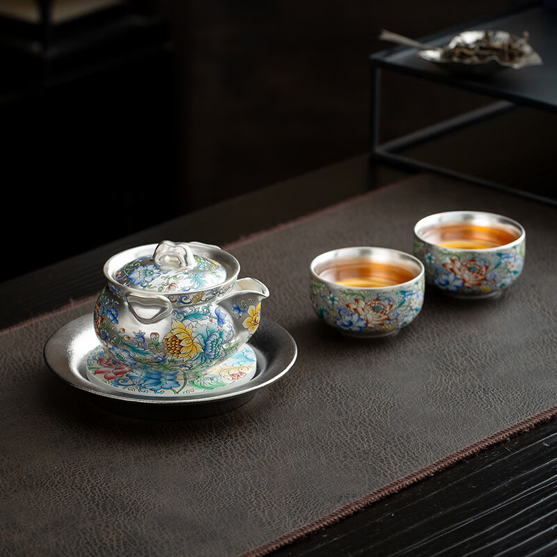 哲选（zhexuan）鎏银茶具套装一壶两杯泡茶壶茶杯高档礼盒伴手礼高端中秋节礼物