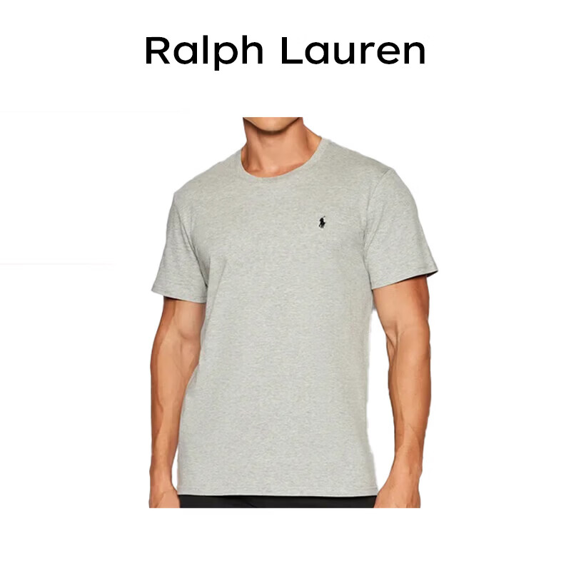 拉夫劳伦（Ralph Lauren）秋冬季新款潮流休闲纯棉男短袖T恤打底衫灰XL