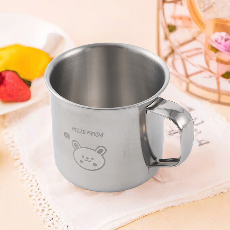 沃德百惠【甄选厂家】幼儿儿童水杯宝宝专用牛奶杯不锈钢迷你口杯敞口杯卡 兜兜熊 1个 50ml
