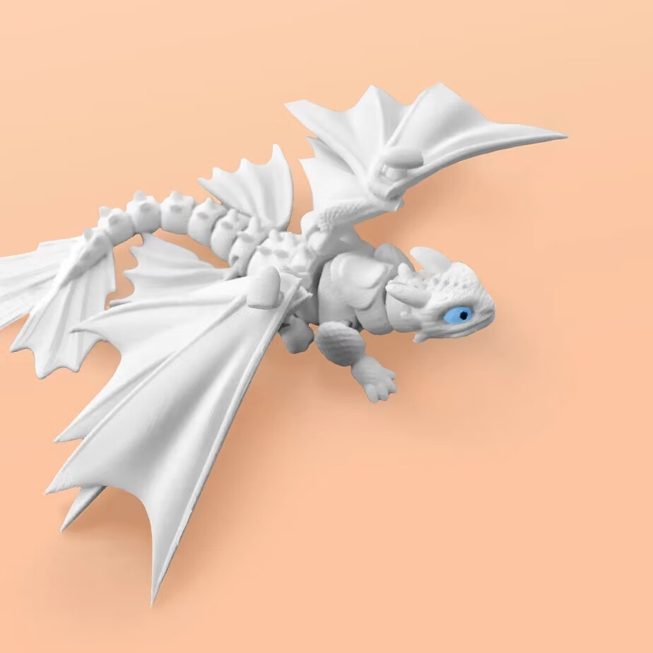 驯龙高手黑龙无牙仔白龙光煞双煞3d模型打印夫妻双煞关节可动手办 黑龙无牙仔展翅20cm+【赠小无牙崽】