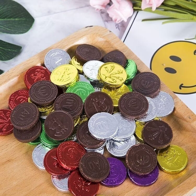 特价小彩币巧克力五彩小金币罐装儿童零食糖果年货婚庆批发桶装 彩色金币一桶约200粒