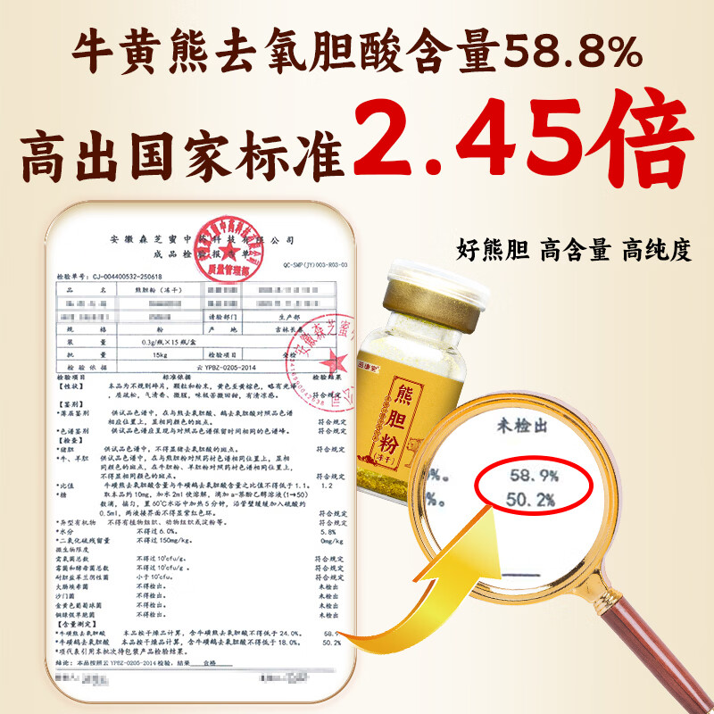 茁康堂冻干熊胆粉0.3g*15瓶/盒 清热平肝明目咽喉肿痛目赤肿痛明目解酒 长辈送礼 0.3g*15瓶 1盒装【冻干金胆 可溯源】