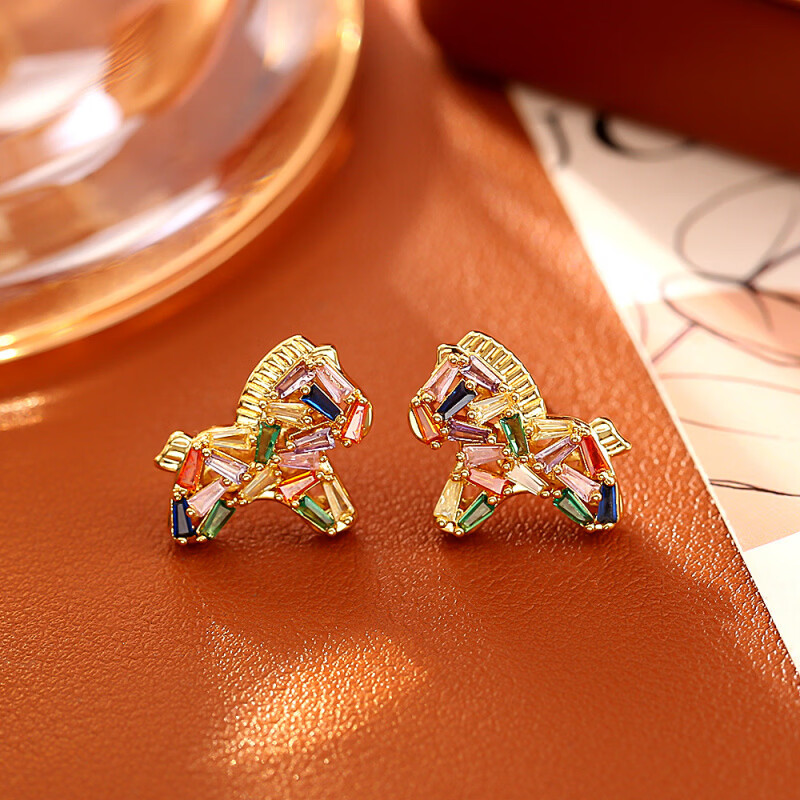 佳焰24K蝶翼项链镂空锁骨链仙气优雅轻奢高级感女生礼物女 彩色小马手链