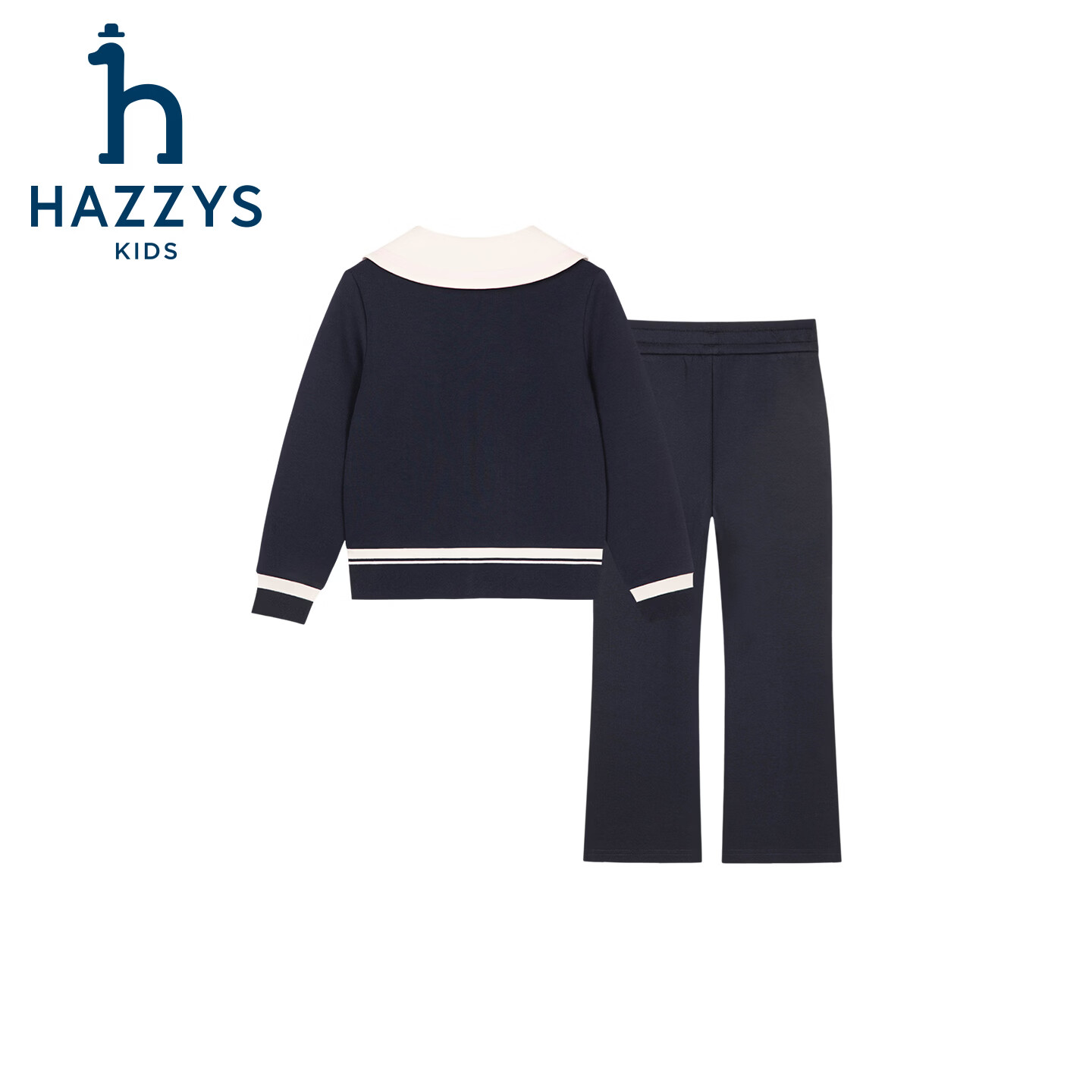哈吉斯（HAZZYS）品牌女童套装2026春季新款莱卡舒适长袖两件套 藏蓝 155
