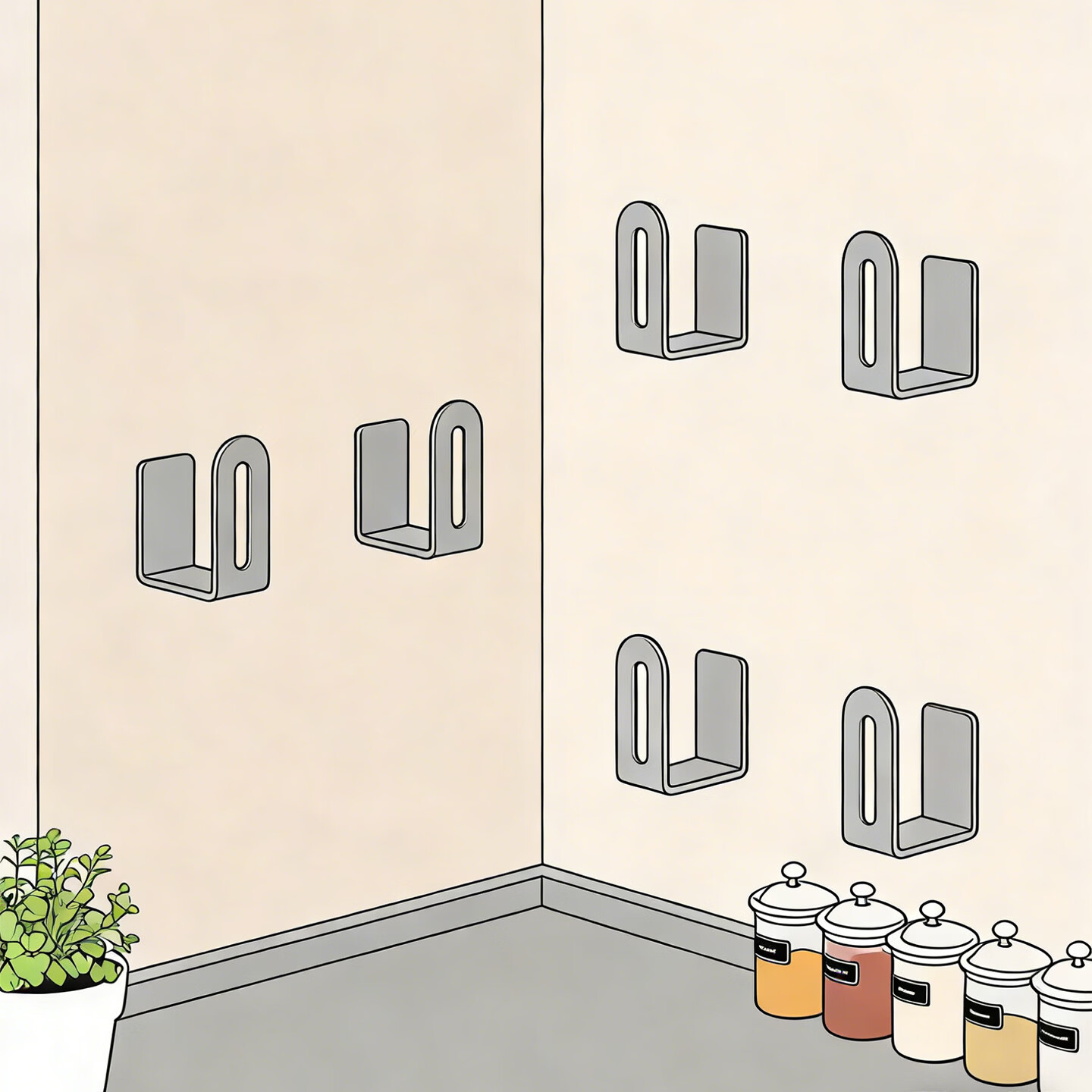 尔思家锅盖放置架厨房收纳置物架免打孔壁挂式吸盘菜板架墙上案板沥水架 枪灰色6个装