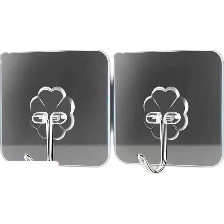 挂钩免打孔强力粘钩无痕免钉浴室卫生间透明粘钩厨房钩子 透明挂钩6个装