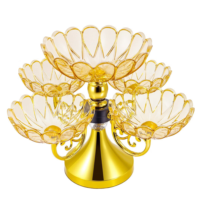 欧式果盘家用2026新款可旋转多层客厅水果盘零食干果糖果轻奢高档 欧式多层可旋转轻奢果盘 【单个装】五谷丰登旋转水果盘5盘