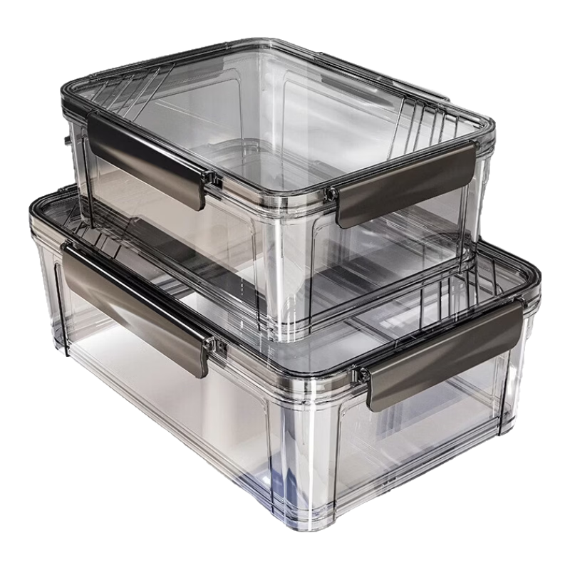 洋臣保鲜盒冰箱专用收纳盒冷冻食物冷藏密封长方形大容量整理盒 颜色随机一个装【约1100ML】