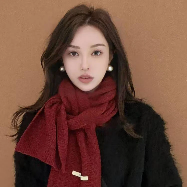 【圣诞节精选】围巾女秋冬季新款韩版百搭保暖针织情侣加厚围脖z 安可拉红 【圣诞节专属】秋冬新款