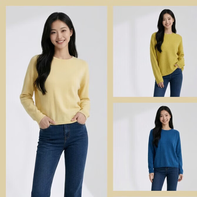 嘉茜梦【鹦鹉梨严选】女式圆领羊毛衫针织衫宽松套头毛衣26春节新年3307 奶白杏 均码 体重【90-135斤】