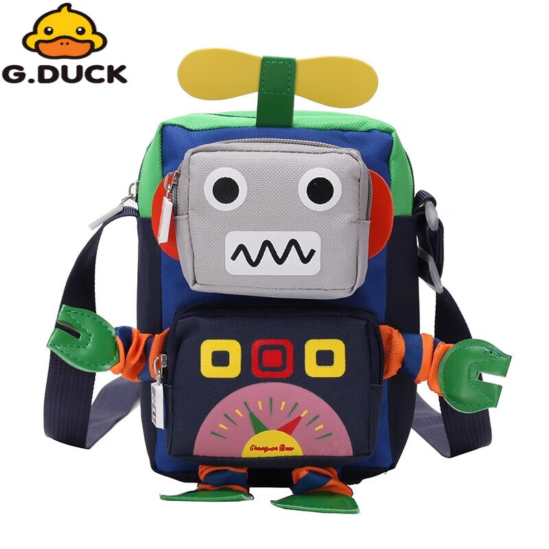 G.duck布小包包新款2026新品个性卡通搞怪男女儿童可爱单肩斜挎潮流包 蓝色