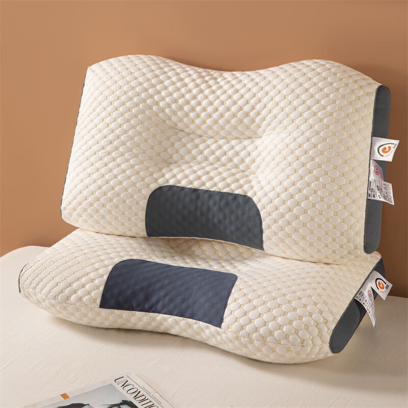 雅鹿高分弹枕头单人护颈椎枕家用学生记忆枕芯成人橡胶片助睡眠 水立方SPA枕 40*60cm 一对