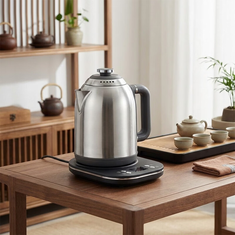 益武纯钛烧水壶家用多功能煮茶壶变频恒温防干烧大容量不锈钢煮茶炉 304不锈钢 1.8L