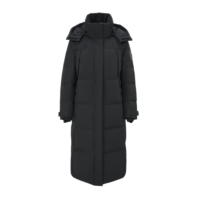 雪中飞【鹅绒】新款休闲百搭经典H版型时尚可脱卸帽长款羽绒服保暖防寒 黑色|8056 M /165/88A