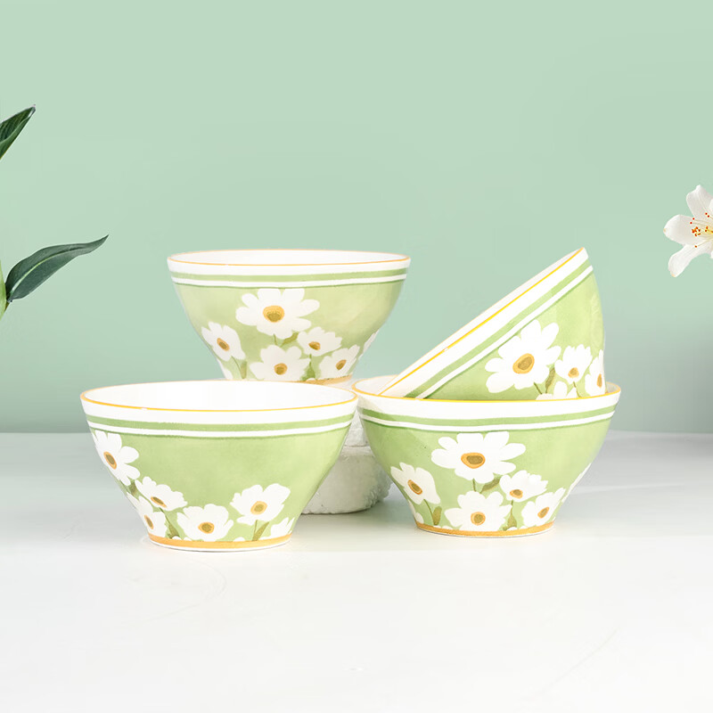 孟垣【10只装】中式爱丽丝4.7英寸釉下彩家用碗陶瓷创意加厚碗米饭碗 爱丽丝10只装4.7英寸米饭碗