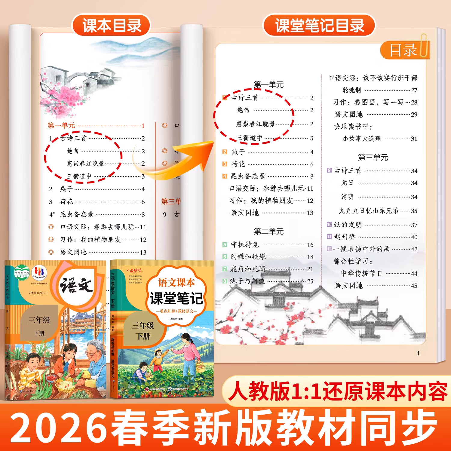 金枝叶课堂笔记三年级下册上册小学教材全解2026新版四五六年级小学生人教版同步练习册数学英语全套随堂笔记教材解读正版教辅资料春季新教材 五年级下【 数学 】人教版