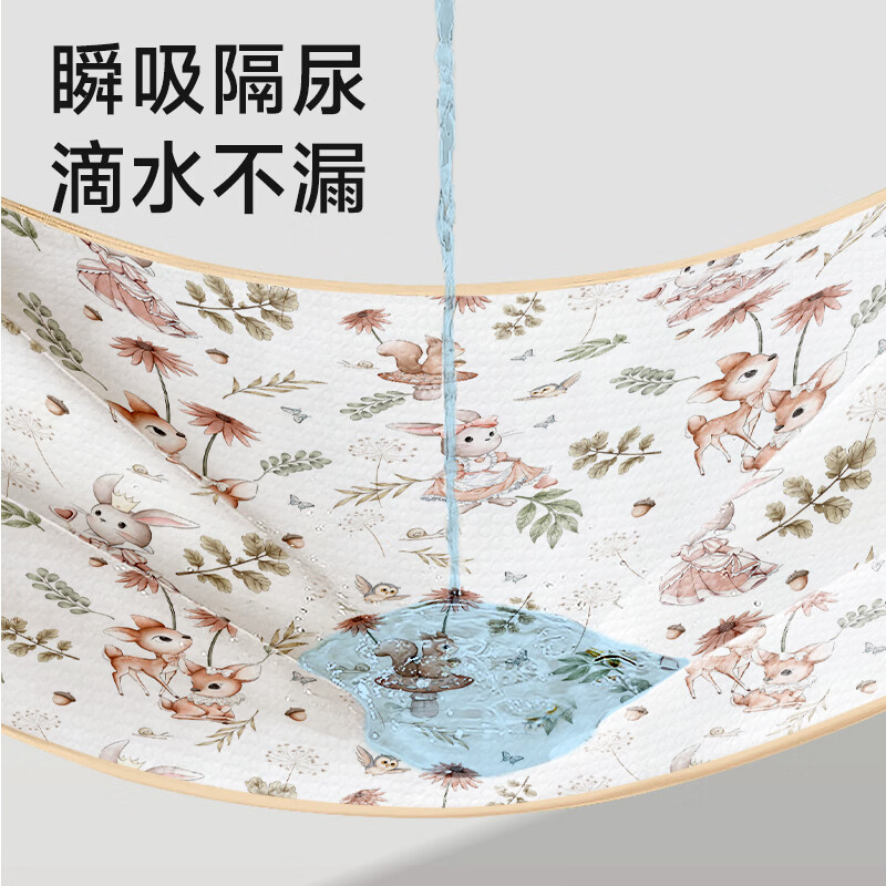 童葵(tongkui)婴儿隔尿垫防水可洗床上纯棉表层新生儿宝宝透气可水洗儿童大尺寸 10A抗菌-梦幻小熊 (A类纯棉 透气不闷远离红pp) 180*200cm1条装【双人床·整床满铺护理】