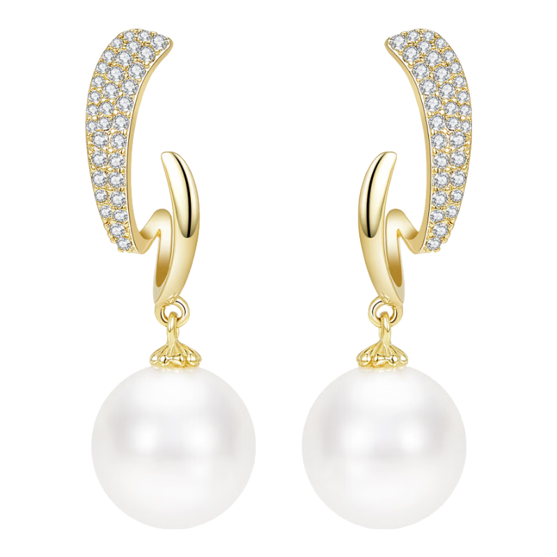 Jay時(shí)尚珍珠耳環(huán)耳夾無(wú)耳洞耳飾女耳墜耳釘送女友生日禮物 【山茶禮盒】9-10mm近圓珍珠耳夾（925銀）帶證書(shū)