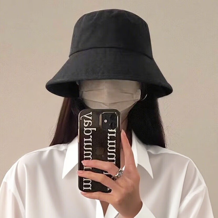 【好物优选】夏季感防晒帽大头围加宽显脸小男女百搭时尚帽子 纯色光板渔夫帽--黑色