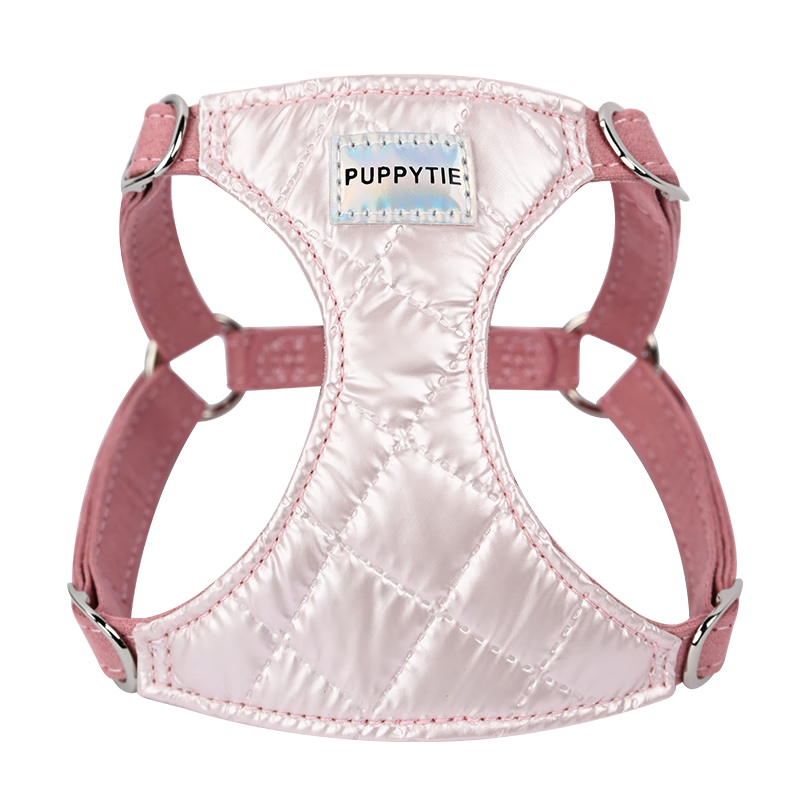 puppytie狗狗牽引繩小型犬狗繩遛狗繩背心式泰迪柯基寵物胸背帶狗狗胸背帶 櫻花粉-胸背帶 S-小型 建議8-16斤