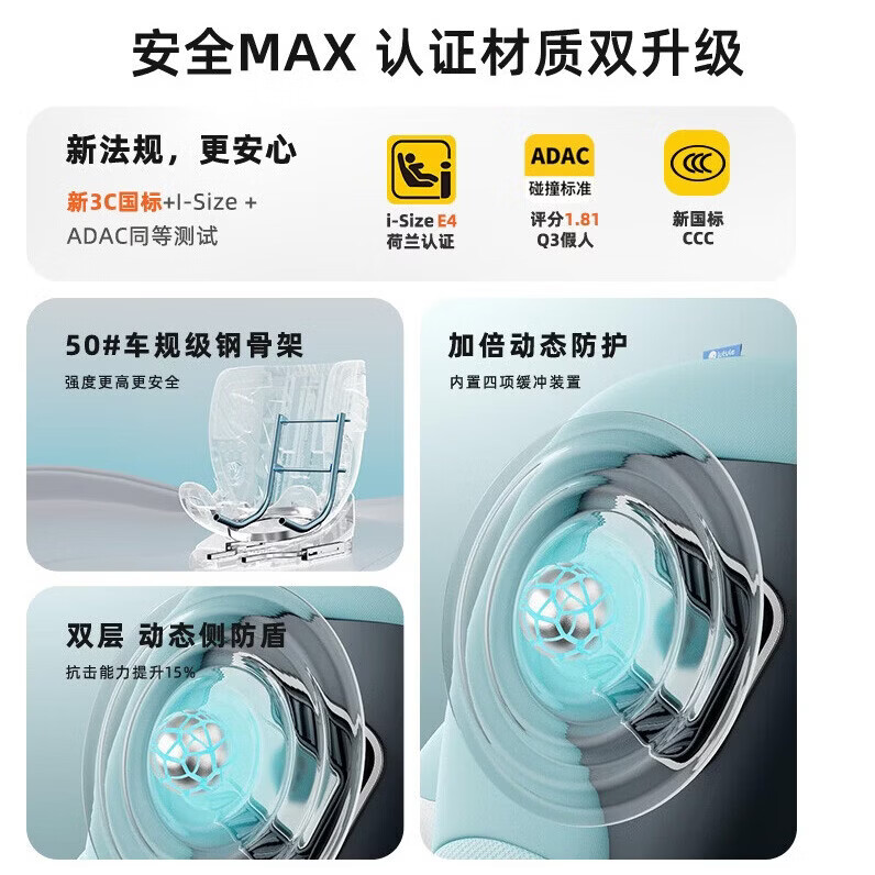 路途乐（lutule）途趣Ultra儿童安全座椅0-7岁新生婴儿宝宝新国标认证可坐可躺360 冰川蓝-尊享版【新国标认证】