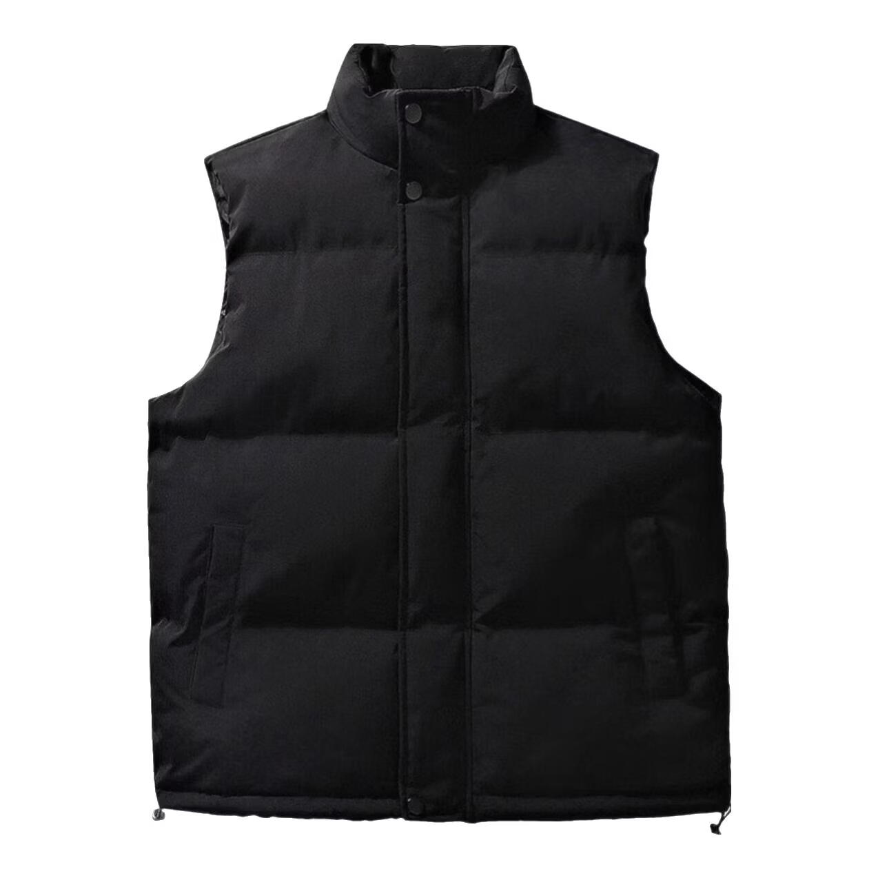 加厚羽绒马甲男女同款休闲坎肩百搭背心外穿外套 黑色白鸭绒加绒加厚 2XL 适合120到140斤穿男女同款